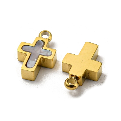 304 Stainless Steel Shell Charms, Cross
