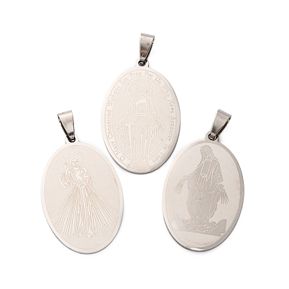 201 подвески из нержавеющей стали, овал с подвеской в виде Девы Марии и Иисуса, религия, анти-тускнение