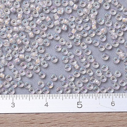 MIYUKI Round Rocailles Beads, Japanese Seed Beads, 11/0, Transparent Inside Colours Rainbow