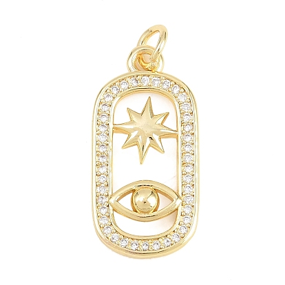 Латунные микропаве прозрачные подвески с фианитом, овальные, звездчатые и подвески в виде конского глаза, долговечный, стойки покрытие, без свинца и без кадмия