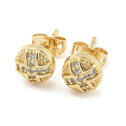 Brass Micro Pave Cubic Zirconia Stud Earrings, Cross
