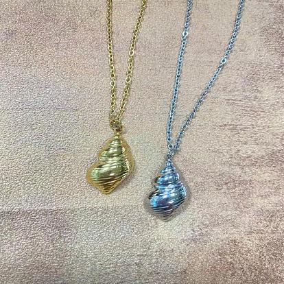 Минималистичные ожерелья из нержавеющей стали с подвеской в виде морской ракушки для женщин на каждый день и для отдыха