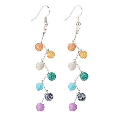 Coloridos aretes colgantes de hojas redondas de ágata natural, Pendientes colgantes largos trenzados de latón para mujer.