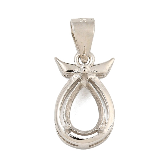 Настройки Серебряный кулон кабошон 925 стерлингов, Настройки зубца, настройки гвоздя горного хрусталя, Настройки зубца, слеза