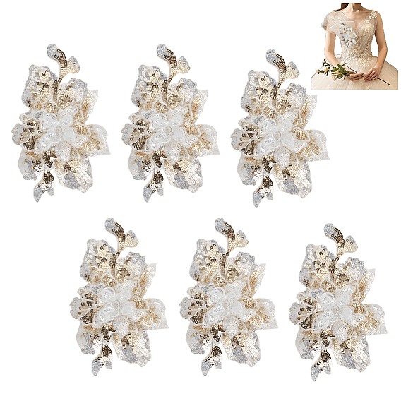 3d форма цветка молочный шелк ткани вышивка аппликации, пришить украшения из пайеток аксессуары