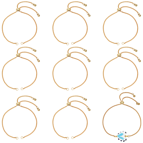 10шт. латунные цепочки-слайдеры для изготовления браслетов, с ползунками