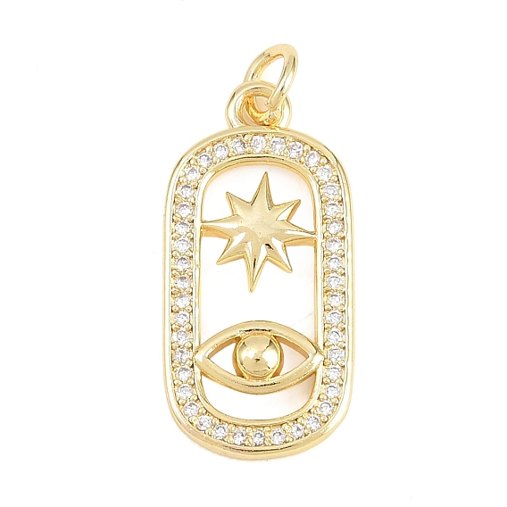 Латунные микропаве прозрачные подвески с фианитом, овальные, звездчатые и подвески в виде конского глаза, долговечный, стойки покрытие, без свинца и без кадмия