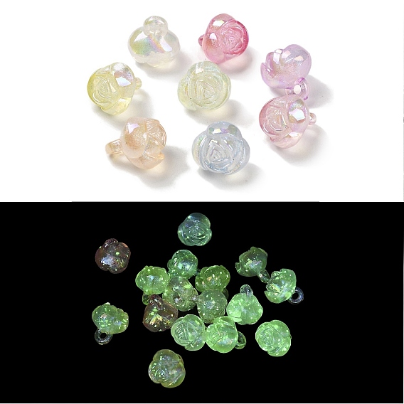 УФ-покрытие светящиеся радужные переливающиеся акриловые подвески, блестящие подвески, светится в темноте, роза