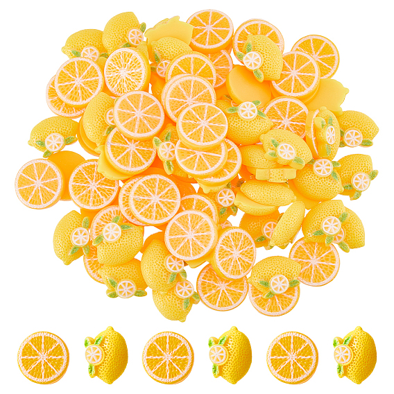 100 шт 2 стили кабошоны из непрозрачной смолы, лимон