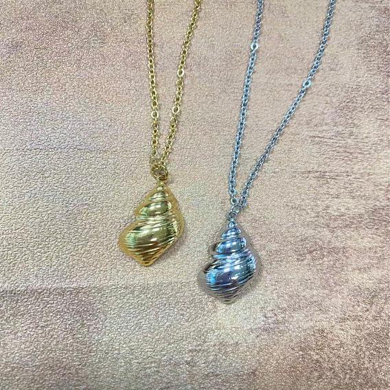 Минималистичные ожерелья из нержавеющей стали с подвеской в виде морской ракушки для женщин на каждый день и для отдыха
