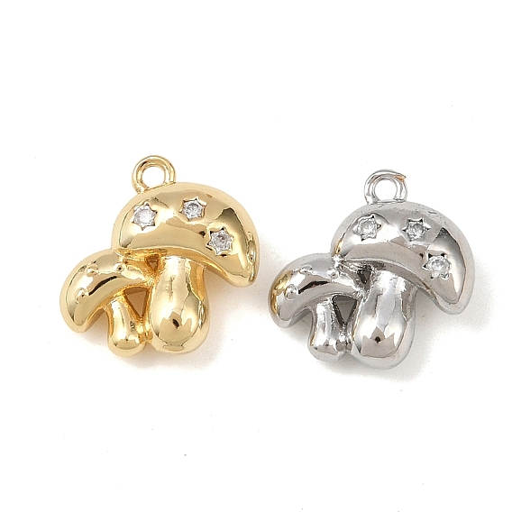Латунные микропаве прозрачные кубические циркониевые подвески, гриб, без кадмия, без никеля и без свинца