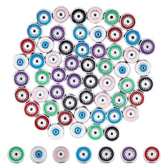 56шт 7 цвета ccb пластиковые европейские бусины, бусины с большим отверстием, плоские круглые с сглаза