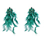 Exaggerated Alloy Inlaid Rhinestone Flower Long Feather Tassel Earrings for Women Bohemian Artistic Chic Ear Jewelry