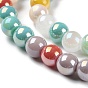Opaque Electroplate Glass Beads Strands, AB Color Plated, Round