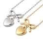 304 ожерелья из нержавеющей стали с подвеской в виде банта и сердца для женщин