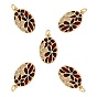5Pcs Brass Cubic Zirconia Pendants, Long-Lasting Plated, with Enamel, Oval