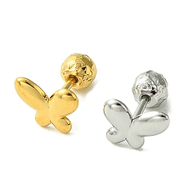 Ion Plating(IP) 304 Stainless Steel Ear Studs, Butterfly