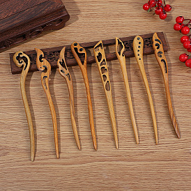 Vintage Wooden Hairpin for Traditional Chinese Hairstyles and Dresses