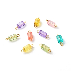 Transparent Acrylic Beads Link, Faceted, with Golden Iron Findings, Polygon