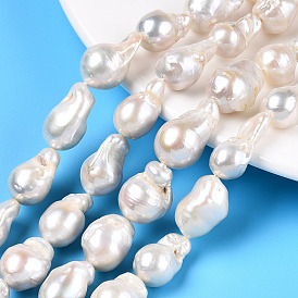 Hebras de perlas keshi de perlas barrocas naturales, perla cultivada de agua dulce, rondo