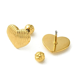 Ion Plating(IP) 304 Stainless Steel Ear Studs, Heart