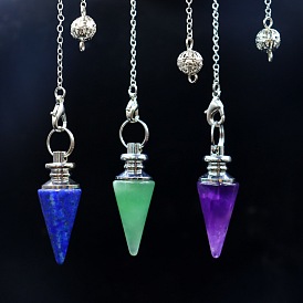 7-color column pendulum chain natural crystal hexagonal cone pendant pendulum amethyst stone bullet cone pendant
