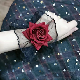 Lace Wrist Sleeves; Dark Series Lolita Hand Cuff, with Imitation Flower, for Wedding, Party Decorations