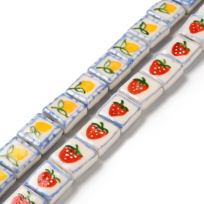 Печатные ручной фарфоровые бусы, квадратный