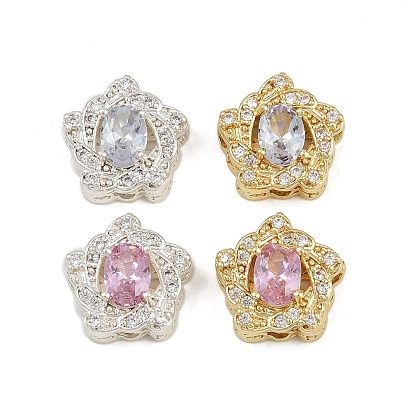 Многожильные звенья из латуни с паве из кубического циркония, долговечный, цветок