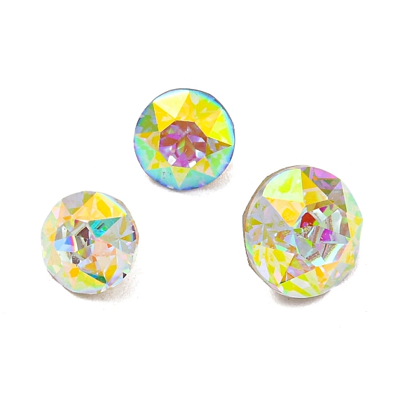 Стеклянные стразы кабошоны, точка назад и задняя пластина, граненые, алмаз