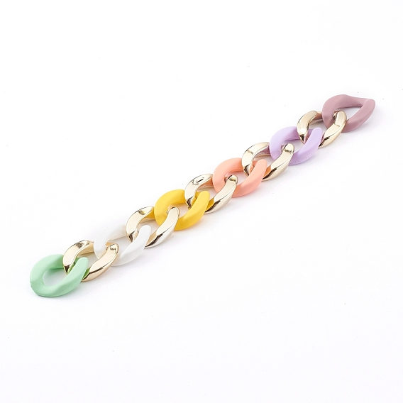 Opaque Spray Painted Acrylic & CCB Plastic Linking Twist Chains, Quick Link Chains