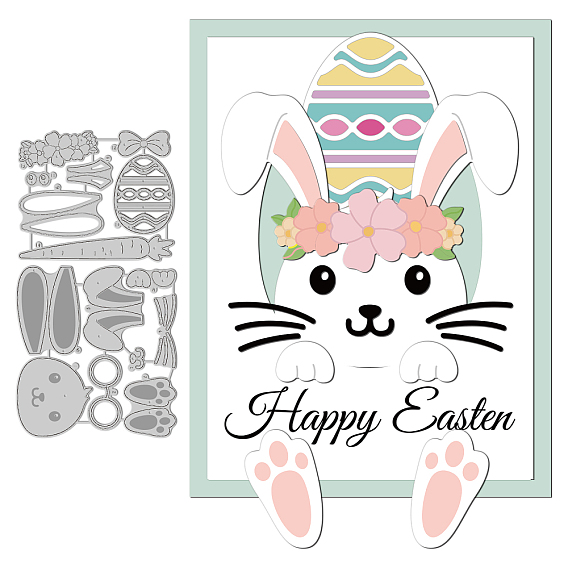 2шт 2 стили пасхальная тема трафареты для резки углеродистой стали, для diy scrapbooking, Фотоальбом, декоративная бумага для тиснения, цвет нержавеющей стали