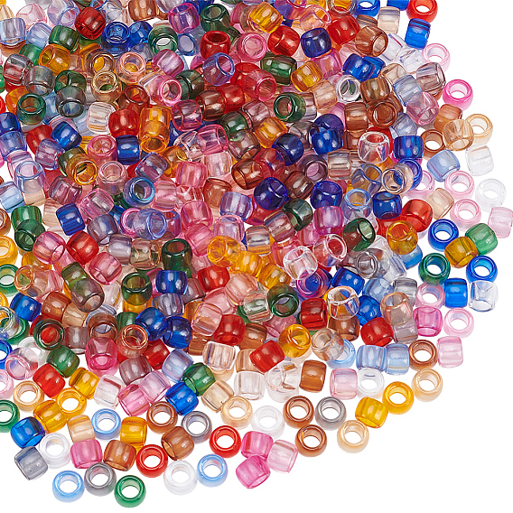550шт 11 цвета прозрачные акриловые европейские бусины, баррель, большое отверстие шарик