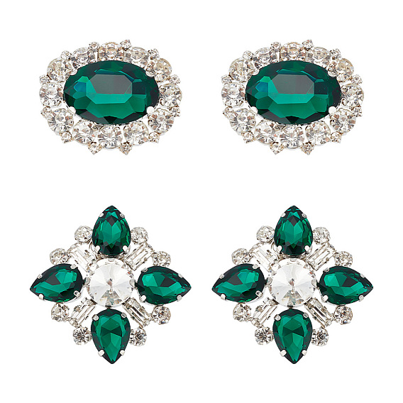 2 пары 2 стиль съемные украшения для обуви из стразов, с пряжкой из сплава