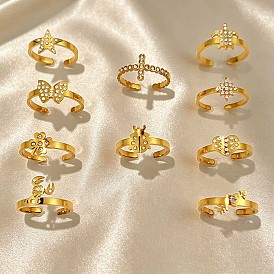 Ozean 304 Edelstahl-Strass-Manschettenringe, golden