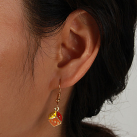 European and American Fashion Dice Pendant Earrings - Geometric Studs, Unique, Trendy.