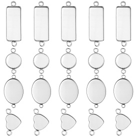 40 Stück 4 Stile 304 Cabochon-Anschlussfassungen aus Edelstahl, Lünettenbecher mit glattem Rand, Mischformen