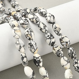 Окрашенные синтетические бирюзовые бусы нити, Плоско-овальные