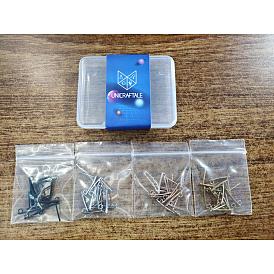 40Pcs 4 Color PVD Vacuum Plating 304 Stainless Steel Stud Earring Findings, with Loop