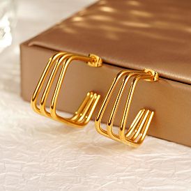 Модные 304 многослойные квадратные серьги-гвоздики из нержавеющей стали