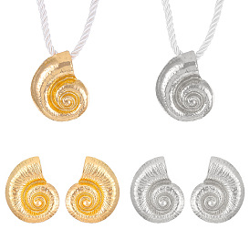 Ожерелья с подвесками и серьги-гвоздики из сплава ракушек и полиэстерового шнура