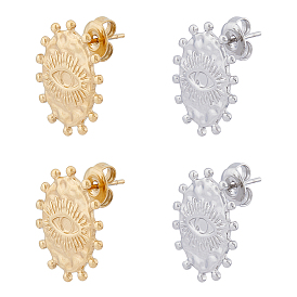 4 пара 2 цвет 304 фурнитура для сережек-гвоздиков из нержавеющей стали, серьга закрепка под эмаль, с ушными гайками и вертикальной петлей, овал с сглаза