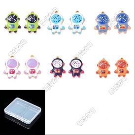 6 piezas 6 colores 304 colgantes de acero inoxidable esmaltado, encantos de astronauta, revestimiento de iones (ip), real 18 k chapado en oro