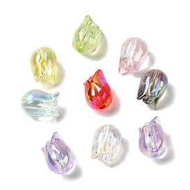 UV Plating Transparent Acrylic Beads, Flower