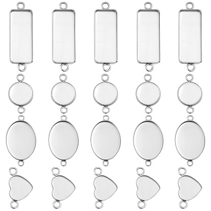 40 Stück 4 Stile 304 Cabochon-Anschlussfassungen aus Edelstahl, Lünettenbecher mit glattem Rand, Mischformen
