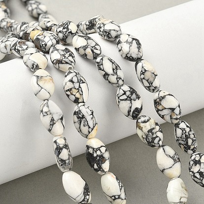 Окрашенные синтетические бирюзовые бусы нити, Плоско-овальные