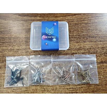 40Pcs 4 Color PVD Vacuum Plating 304 Stainless Steel Stud Earring Findings, with Loop