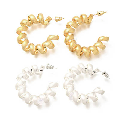 Латунные серьги-гвоздики со спиральной укладкой для женщин