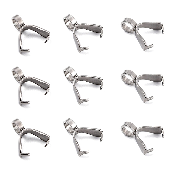 201 нержавеющей стали поручительств щепотка, щепотка под залог для изготовления кулона, 8.5x3.5 мм, отверстие : 2.5 мм, штифты : 0.6 мм