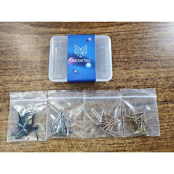 40Pcs 4 Color PVD Vacuum Plating 304 Stainless Steel Stud Earring Findings, with Loop